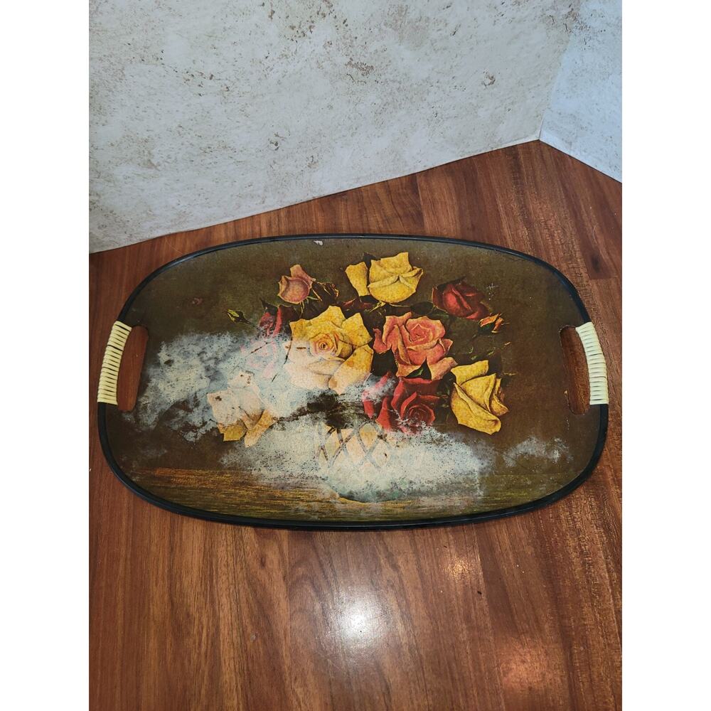 Vintage Floral Rose Decorative Shabby Chic Serving Tray